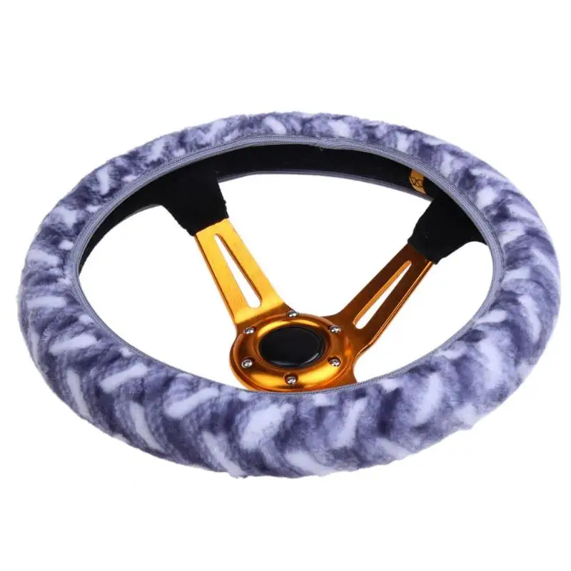 Зимняя мягкая эластичная рулевая обложка с плюшем для автомобиля, теплая, диаметром 36/38/40 см, защитный аксессуар для рулевого колеса автомобиля