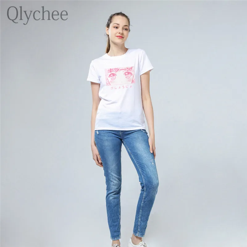 Женская футболка с принтом моряка Луны Qlychee белая Повседневная круглым вырезом и