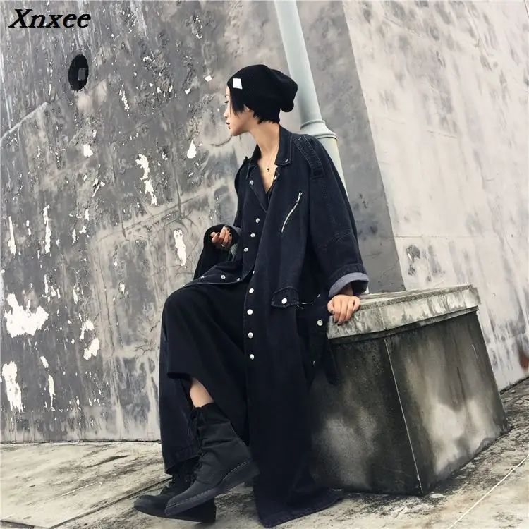 

Xnxee Women Trenchcoat Denim Coat Loose Jeans Long Coat Oversize Split Windbreaker Female Overcoat Winter Autumn Trench Coats