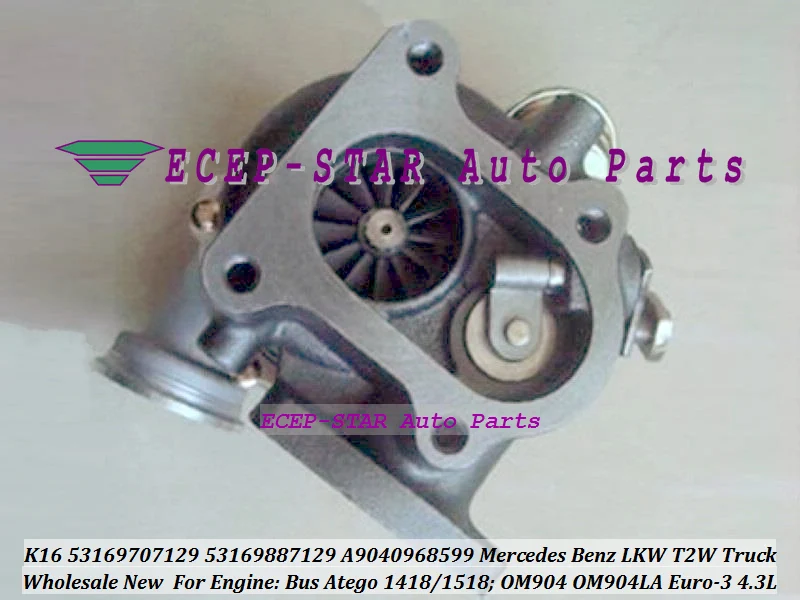 Турбо K16 53169707129 53169887129 A9040968599 A9040966399 для Грузовика Mercedes Benz LKW T2W Atego 1418 1518 OM904 OM904LA
