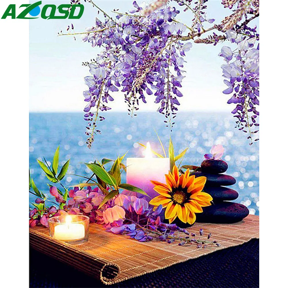 AZQSD Алмазная Цветочная мозаика морская полная вышивка цветочный DIY картина
