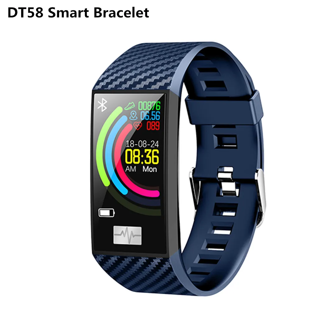 DT58 Водонепроницаемый Смарт Браслет IP68 ЭКГ Heart Rate крови Давление монитор IPS