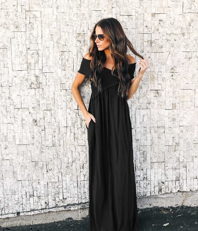 Женское летнее платье с открытыми плечами асимметричное длинное вечерние платья