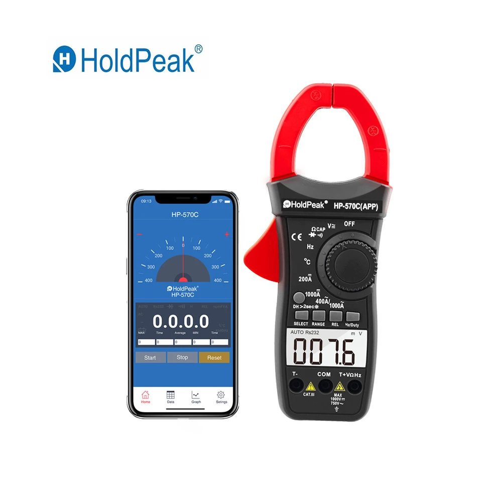 Цифровой мультиметр с зажимом HoldPeak измеритель напряжения емкости температуры