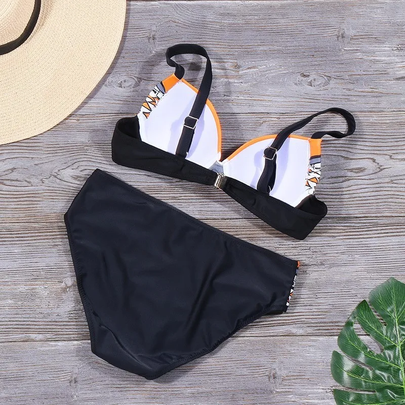 Lefeel Sexy Bordered Bikinis Set Solid Bikini 2019 New Print Swimwear Push Up Swimsuit Floral Women Bathing Suits Biquini |