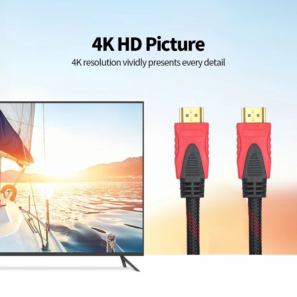 HD кабель высокоскоростной Кабель адаптер 2 0 плетеный шнур 4K 3D золотое покрытие