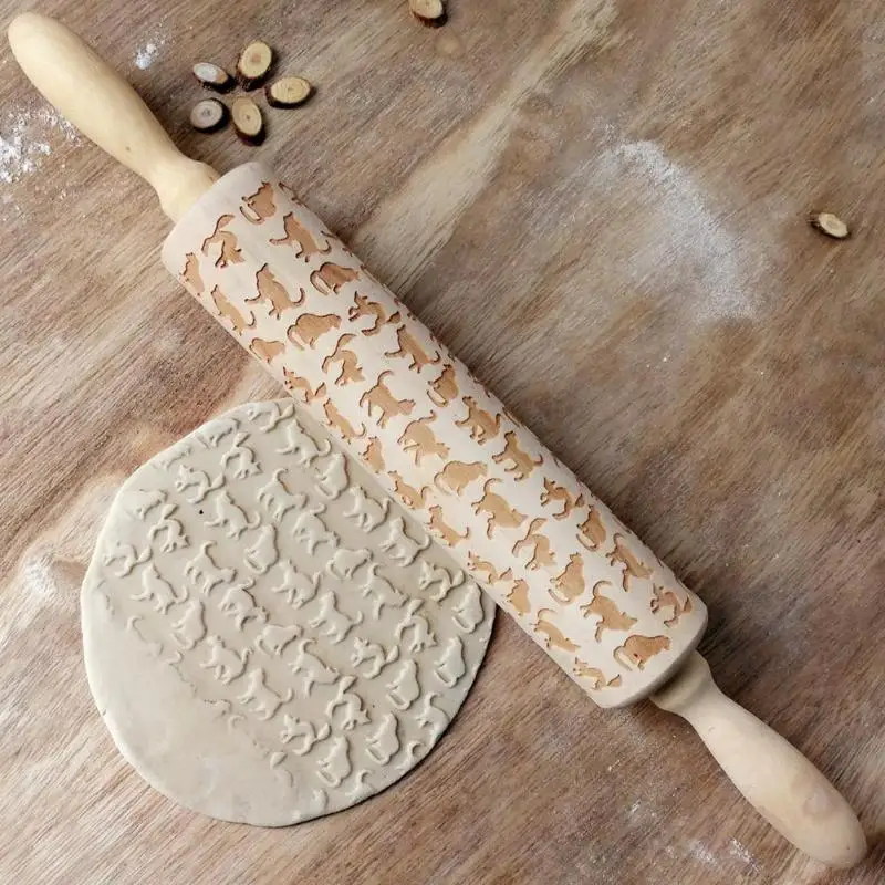 Симпатичное деревянное животное тисненая Скалка Для DIY Инструменты для выпечки