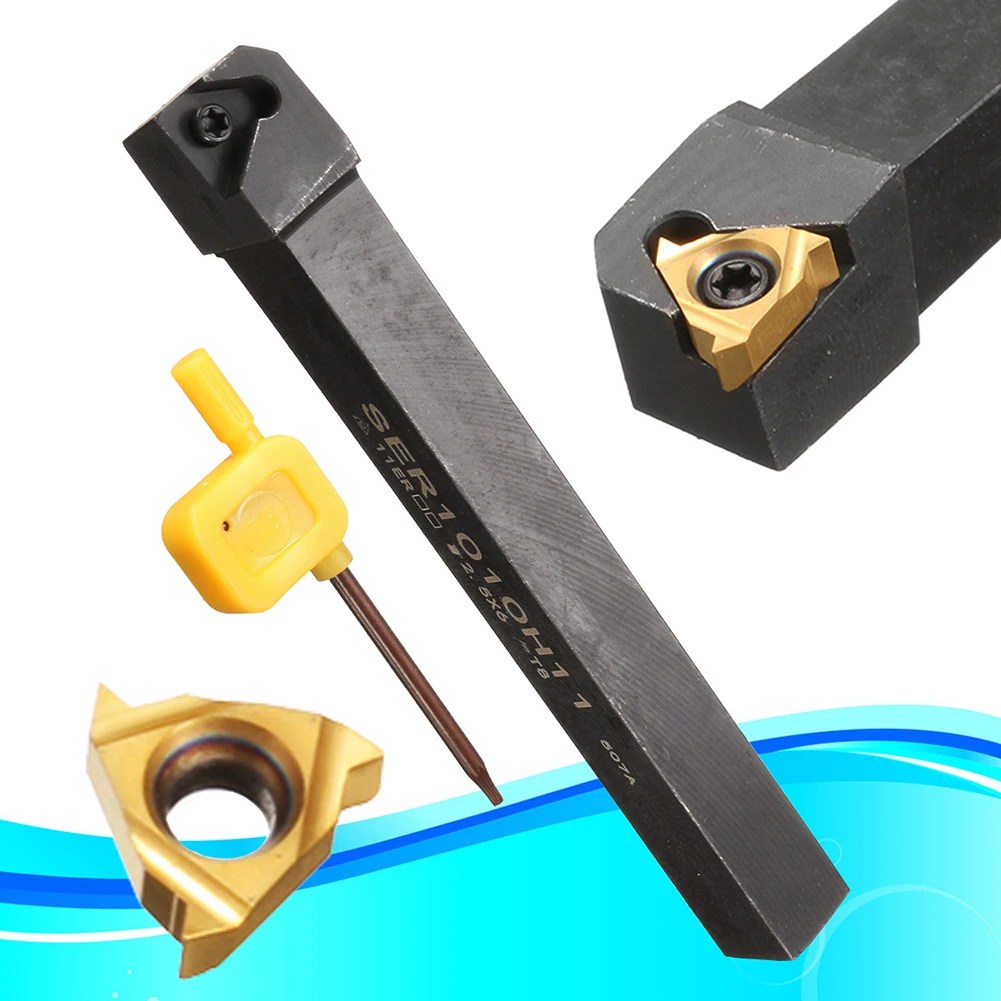Metal 11ER 1/4 inch AG60 Insert + 100mm SER1010H11 Lathe Threading Turning Tool New | Инструменты