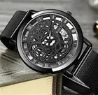 Бизнес Мужские часы Роскошные полые мужские часы кожаные мужские часы имитирующие механические наручные часы кварцевые мужские часы Relogio Masculino