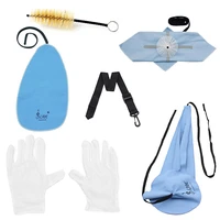 6 in 1 saxophone cleaning kit including cleaning cloth mouthpiece brush gloves sax neck strap wood instrument maintenance tool