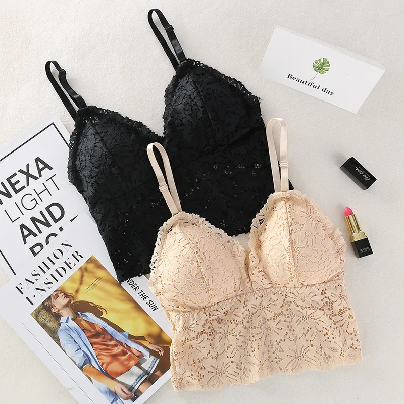 Женский кружевной бюстгальтер без косточек French bralette летнее нижнее белье |