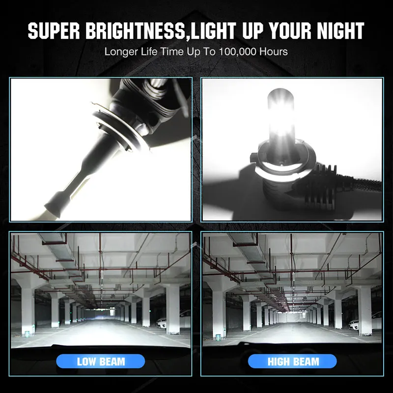 

NOVSIGHT Car Lights Turbo LED H7 H11 H4 Hi/Lo Beam 50W 10000LM 6500K Headlight 9005 HB3 9006 HB4 H8 LED Automotive Headlamp Bulb