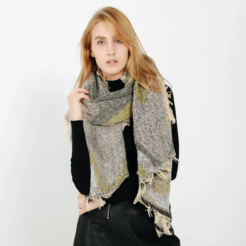 Оптовая продажа модное длинное кашемировое одеяло квадратный шотландский