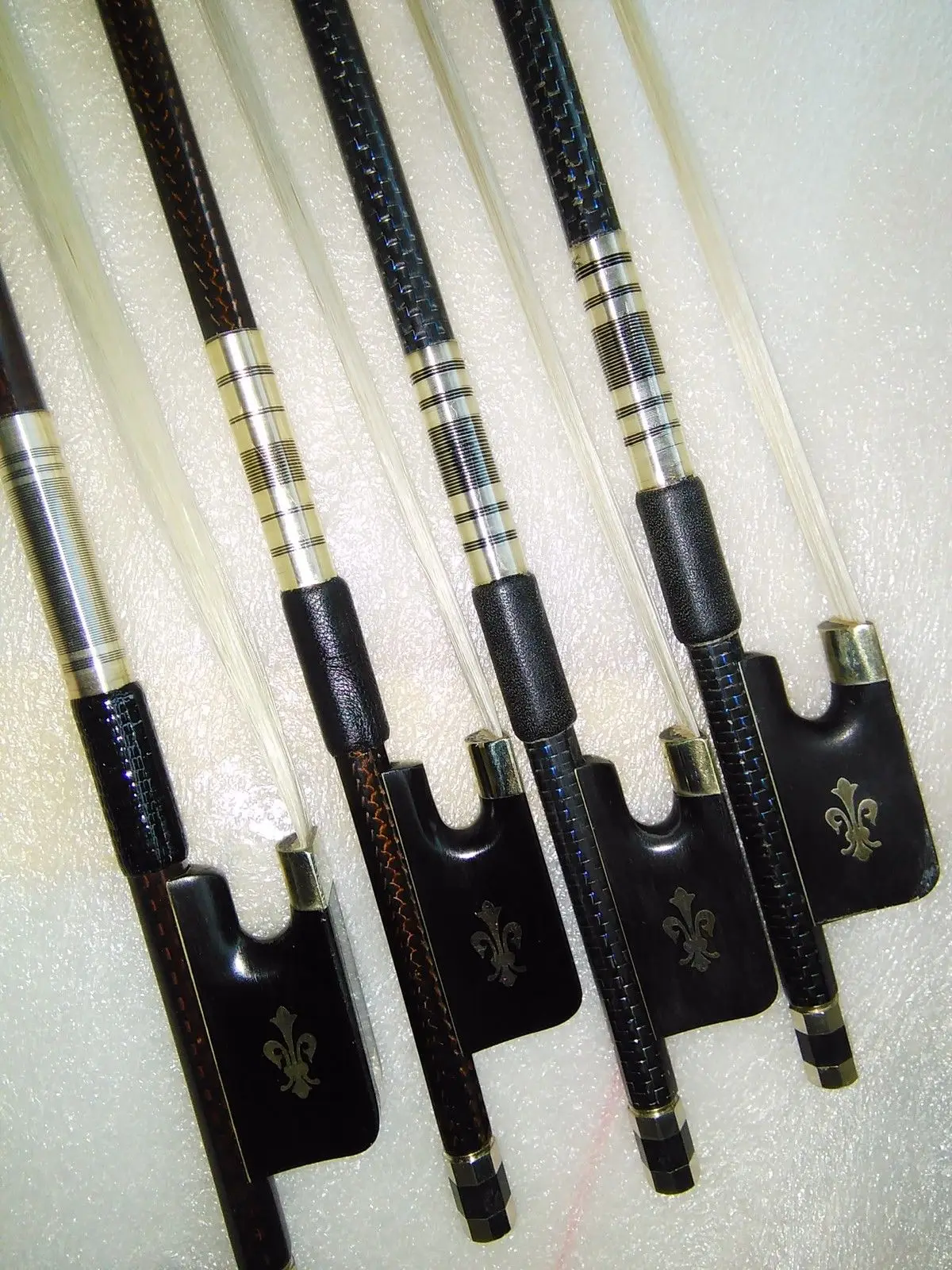 

2 pcs blue wire inlay Cello carbon bow 4/4 & 2 pcs coffee color ebony frog