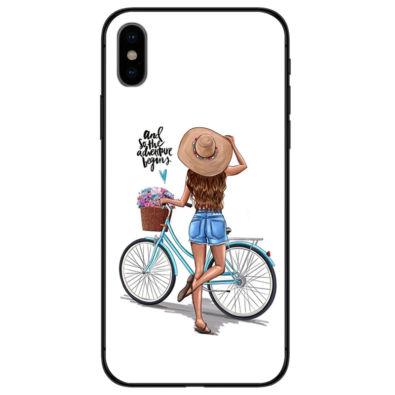 Для iPhone X XS XR Max для 5 5S 5C SE 6 S plus 7 8 плюс модные усердно работаем девочек Черная
