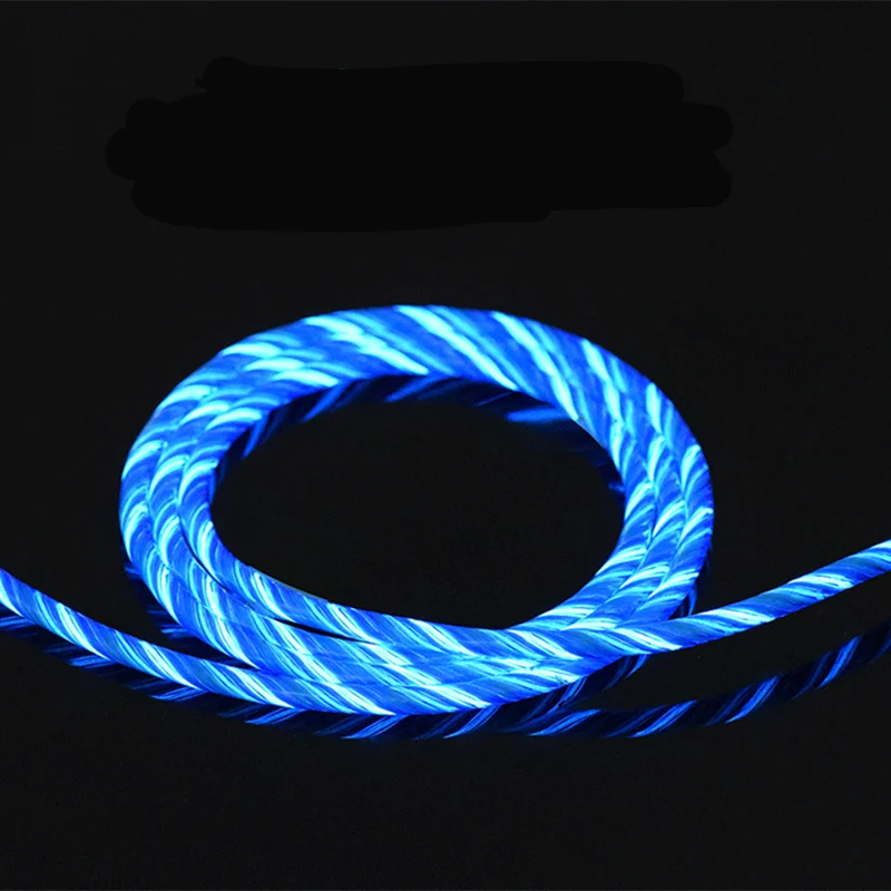 1 м Видимый течёт Mircro USB/type-C умная зарядка данных для освещения кабельная линия светодиодный светящийся провод светящаяся линия быстрой зарядки
