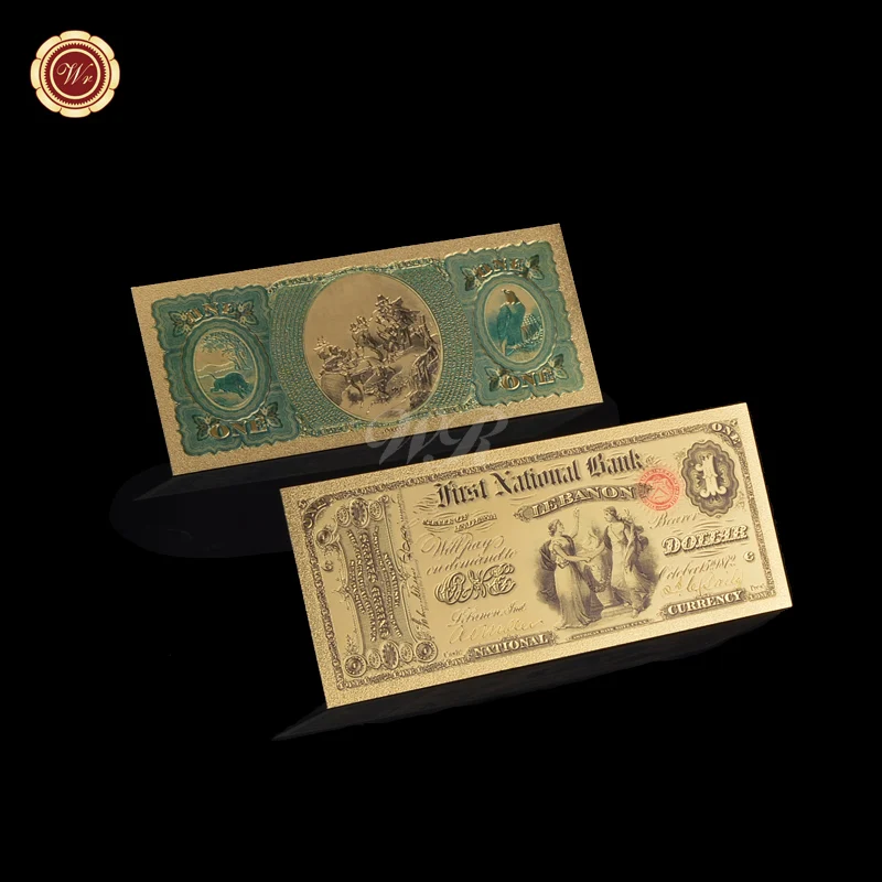 

Золотая банкнота 1875 года Золотая банкнота $1 Золотая цветная банкнота из чистой золотой фольги для коллекции и делового подарка