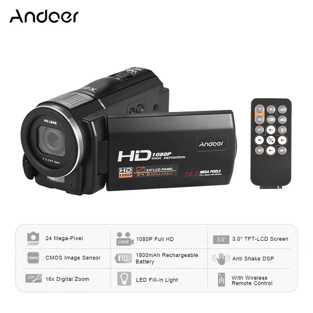 Andoer HDV F5 3 0 &quotЦифровая камера видео 16X цифровой зум вращающийся сенсорный ЖК экран