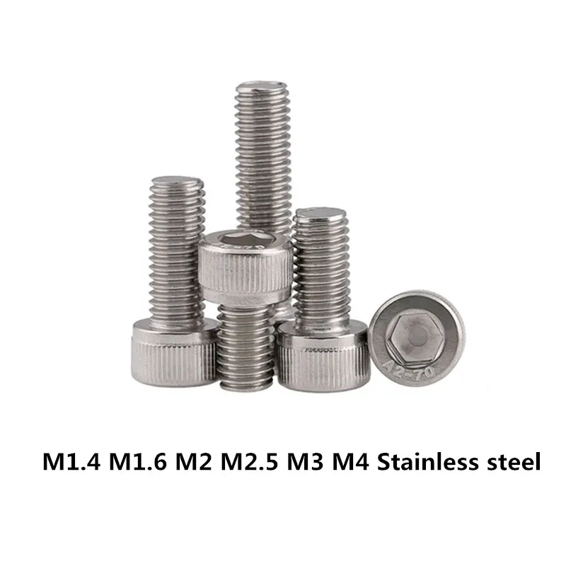 

2023 50pcs M1.4 M1.6 M2 M2.5 M3 M4 Stainless Steel 304 Din912 Hexagon Socket Head Cap Screw A2 Hex Cup Furniture Bike Bolts