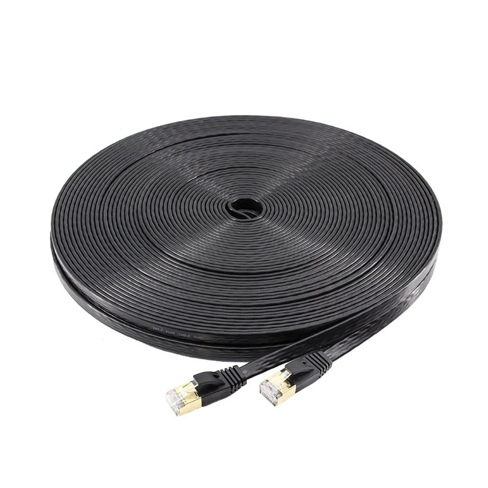 Плоский сетевой Ethernet кабель Lan Cat7 черные сетевые кабели UTP RJ45 20 м 15 10 5 3 2 1