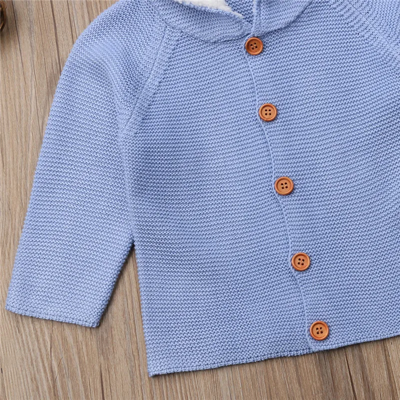 PUDCOCO Newest Newborn Baby Girls Boy Knitted Cardigans Button Hooded Coat Outerwear Kids Winter warm Jackets Outfits 0-24M | Детская