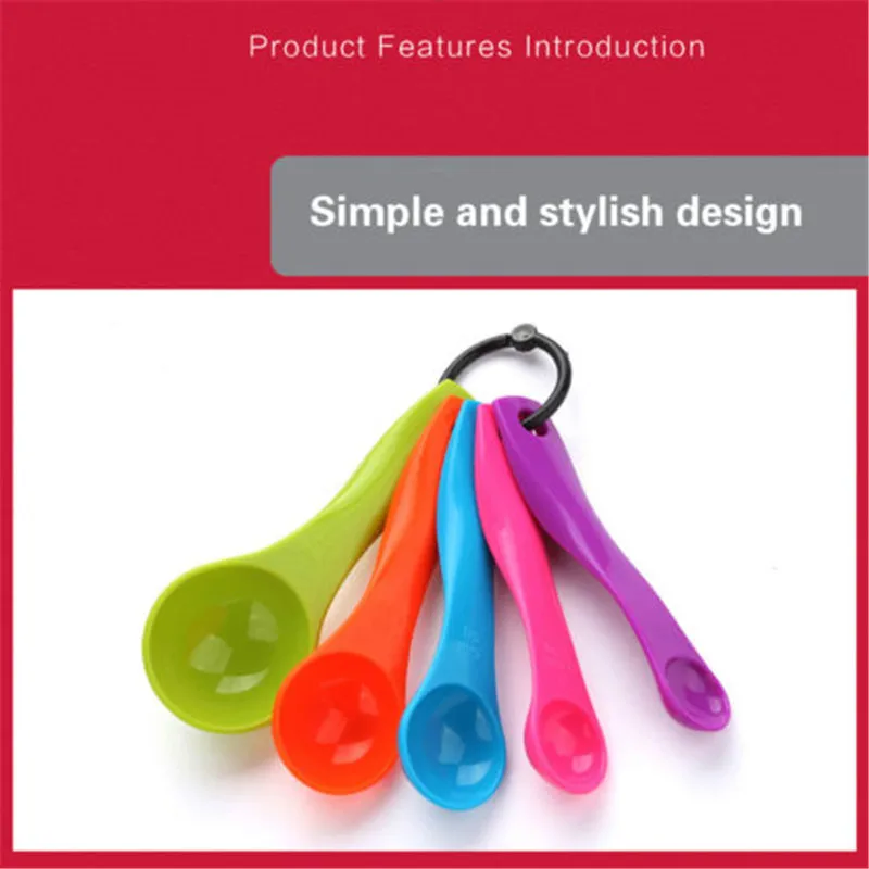 5 шт. набор цветных пластиковых измерительных ложек кухонная утварь инструмент