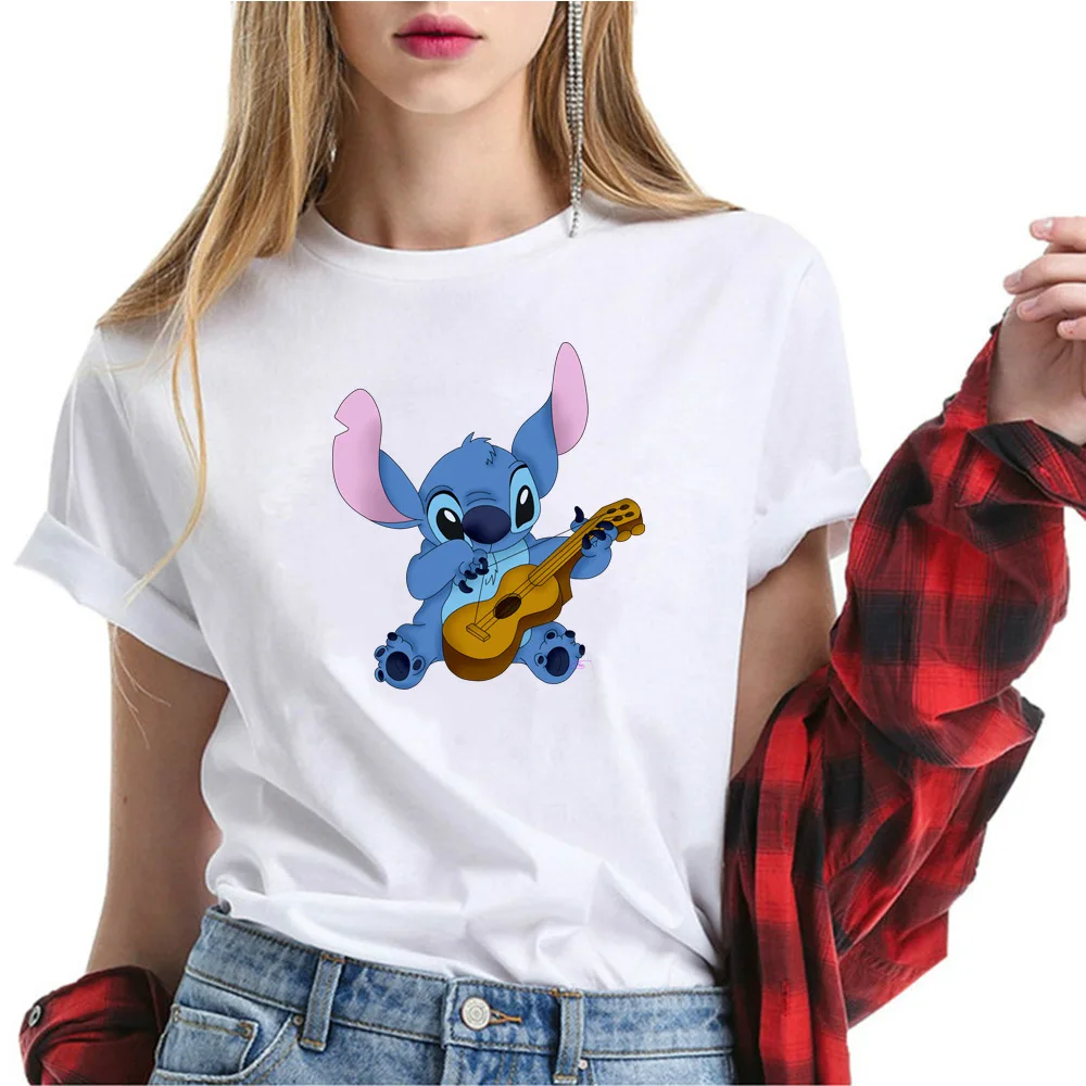 Lilo & Stitch/Хлопковые футболки с милым принтом повседневные топы женская