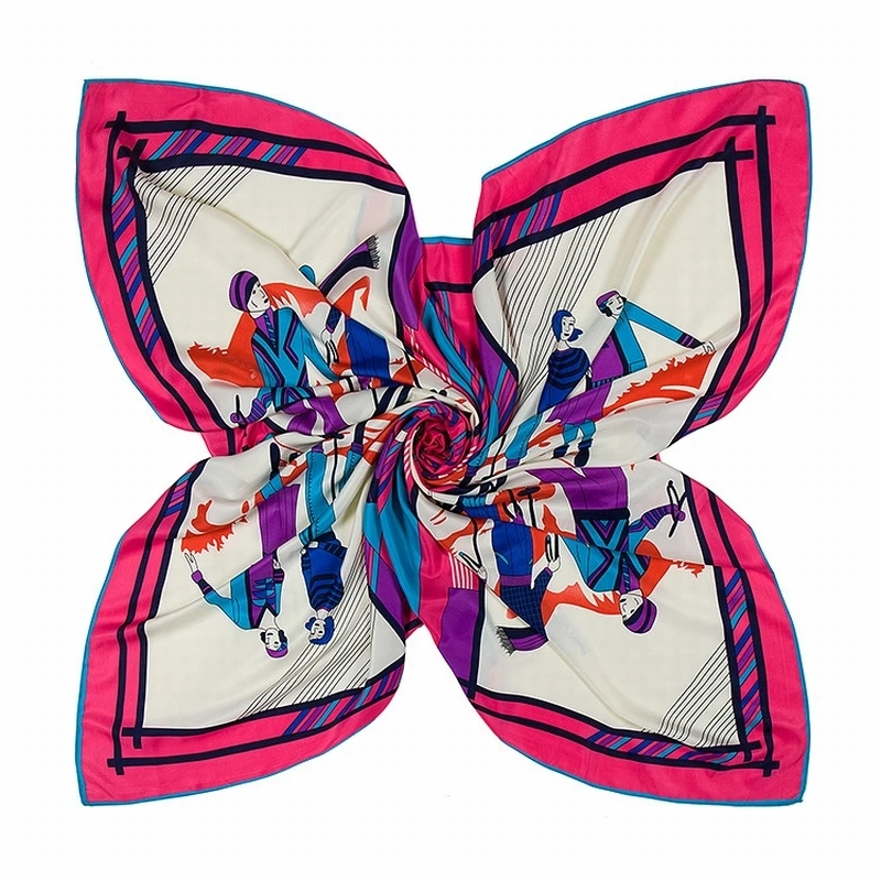 Женский шелковый шарф катание спортсмен квадратные шарфы с принтом Элитный