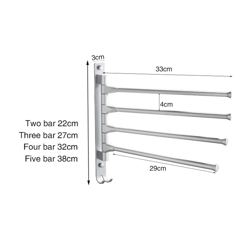 

Nail Free Towel Rack Multi Arms Towel Hanging with Hooks Bathroom Towel Rack Movable Towel Bars Bathroom Accessories