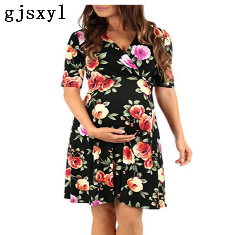 Новинка 2018 Бандажное платье для беременных женщин с принтом Платья элегантное из