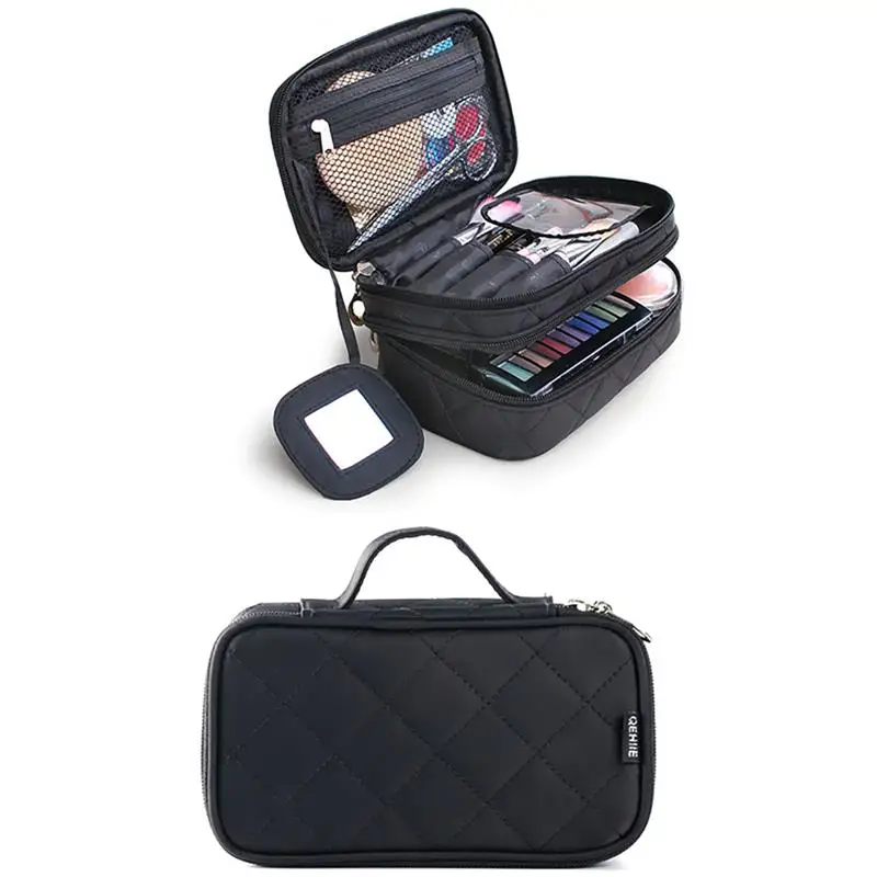 

Fashion Compartment Organizer Bag Zipper Women Diamond Lattice Pattern Nylon Makeup Bag Ladies Girls Cosmetic Handbag