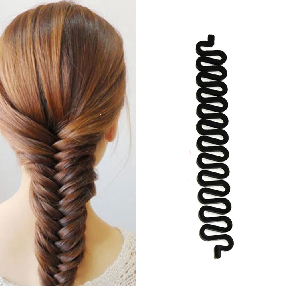 

Fashion Fish Bond Waves Braider Tool Roller With Hair Twist Styling Black Bun Maker Magic Hair Braiding