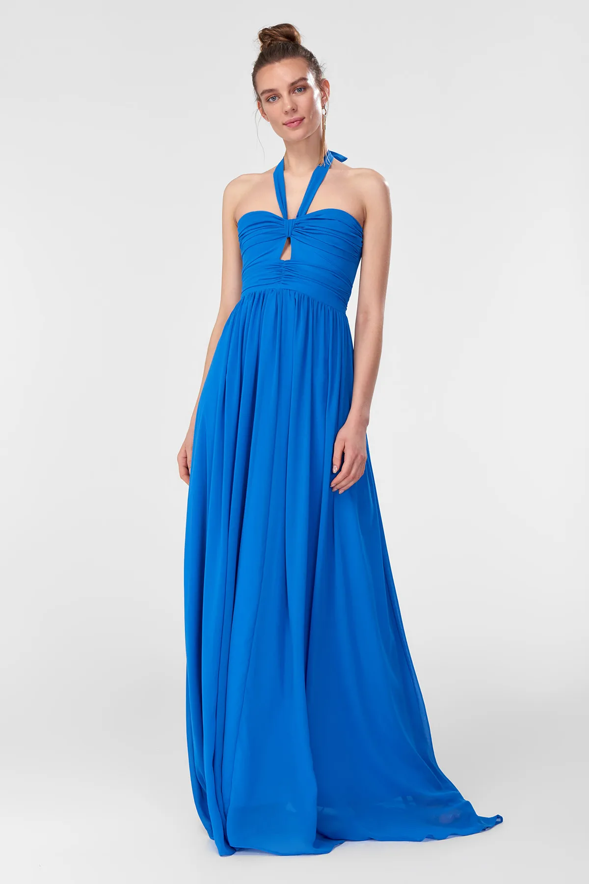 Trendyol Улучшенная соединяющая синяя Шифоновая туника TPRSS18BB0385|Женские платья| |