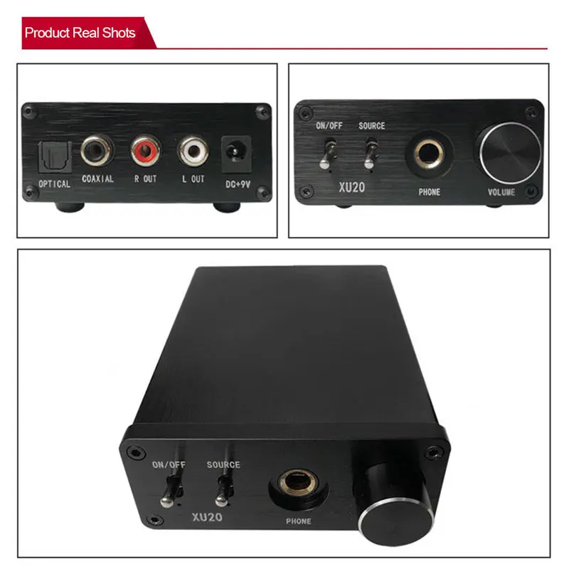 Xu20 Мини Hifi аудио декодер Усилитель Поддержка коаксиальный Spdif/оптический вход 6 35