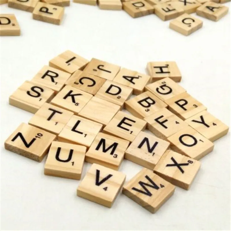 DIY креативный 100 Деревянный Алфавит Scrabble плитка черные буквы цифры для доски