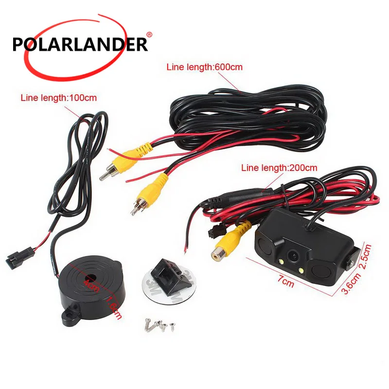 

Car Rearview Camera 2 in 1 LED Light CCD Parking Radar System with 2 Sensors Car Reverse Backup Cameras HD
