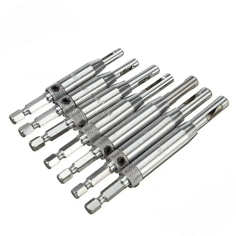 Drill Bit Set For Wood Quick Change And Automatic Spring Loaded Center Punch Door Self-Centering Hinge Core Tapper Dri | Инструменты