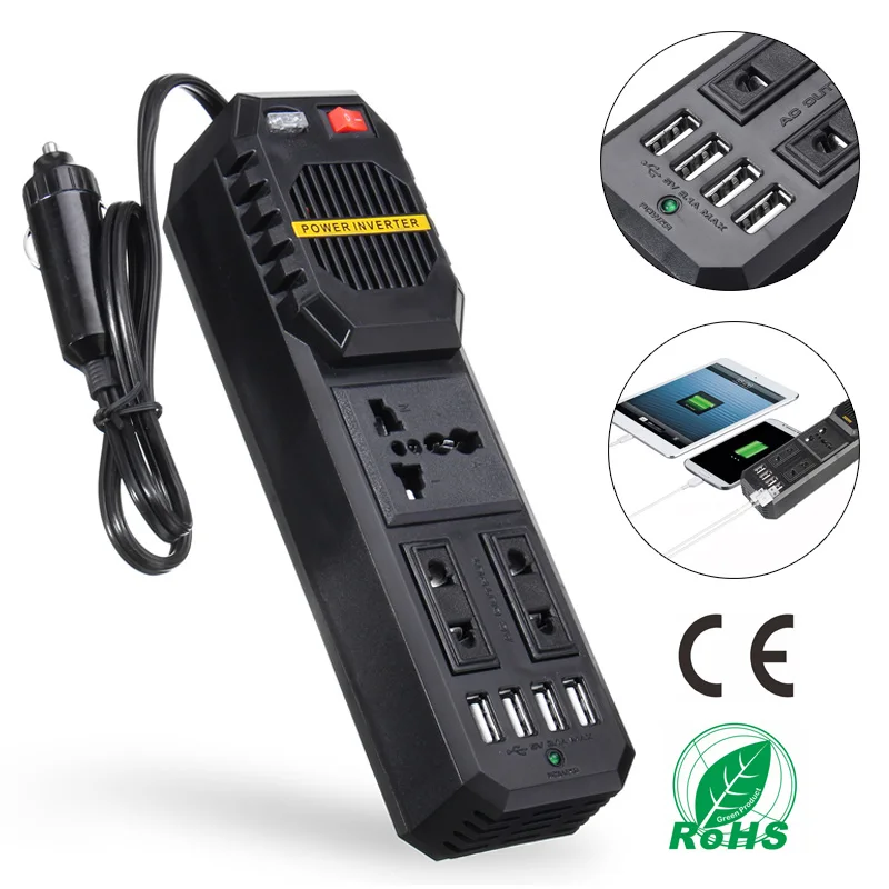 Автомобильный инвертор Авто Инвертор 12 В до 220 с 4 портами USB зарядное устройство