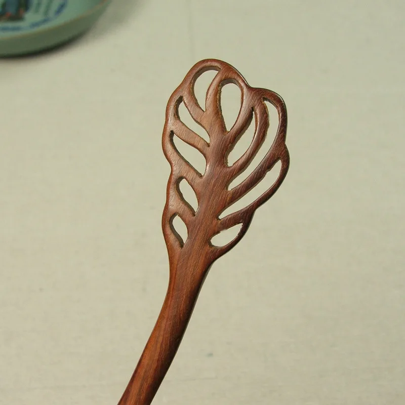 AINILIDAN Ethnic Jewelry Sandalwood Wooden Hair Sticks Handmade Carved Leaves Ebony Headwear Classical Bridal Accessories | Украшения и