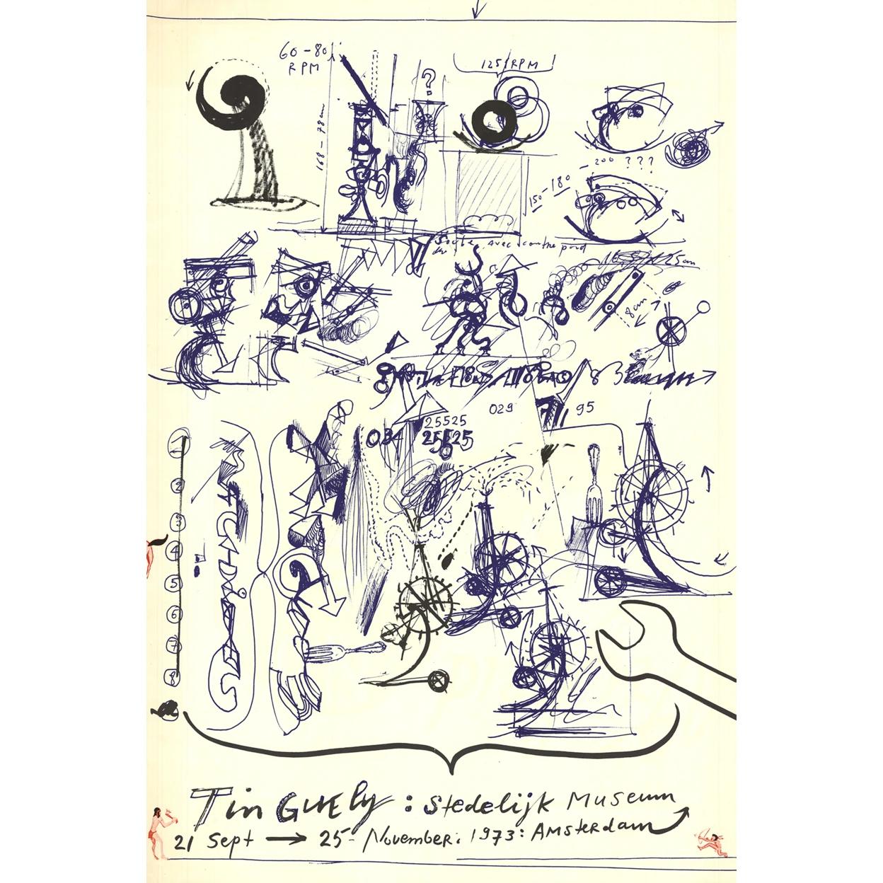 Jean Tinguely Stedelijk музей 1973 37 25x25 дюймов.|Таблички и знаки| |