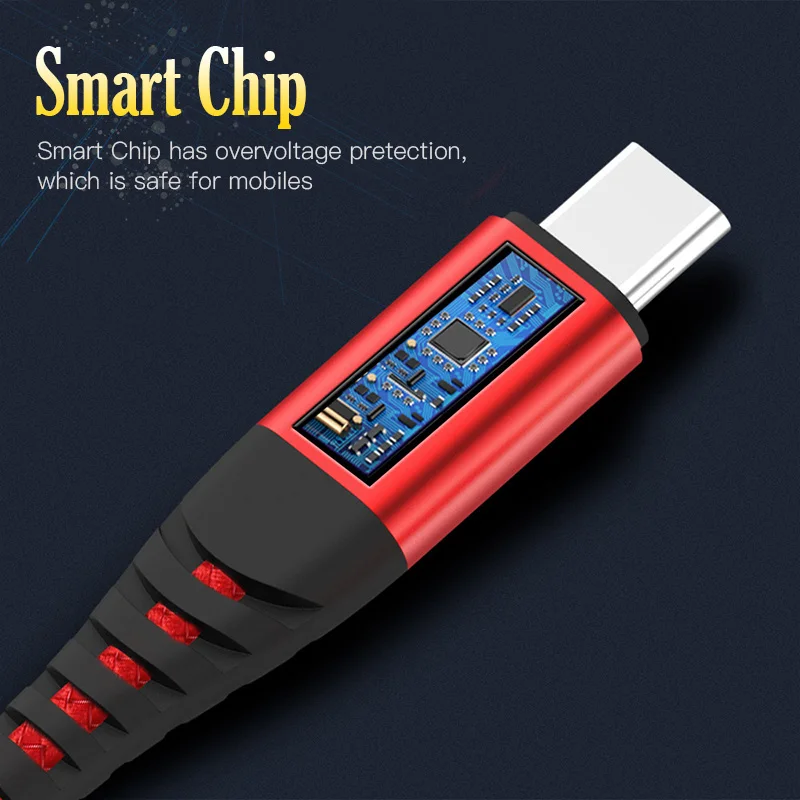 USB кабель для iPhone передачи данных быстрой зарядки нейлоновый Плетеный Micro Type C Samsung