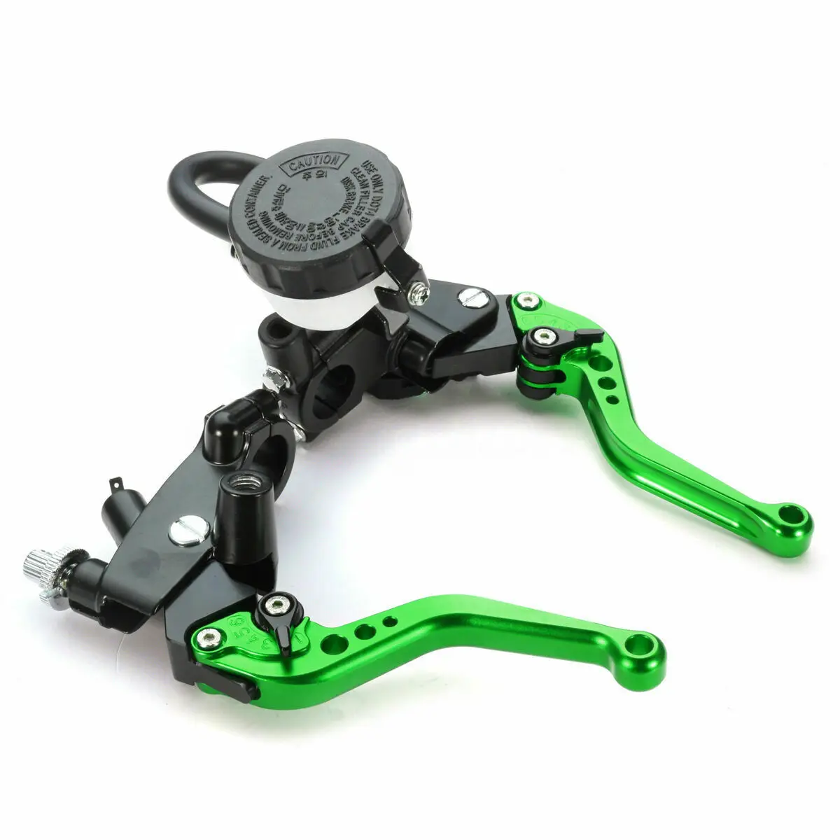 

7/8" Left Right HI-Q Motorcycle Green CNC Clutch Brake Levers Master Cylinder Reservoir Aluminum & Plastic