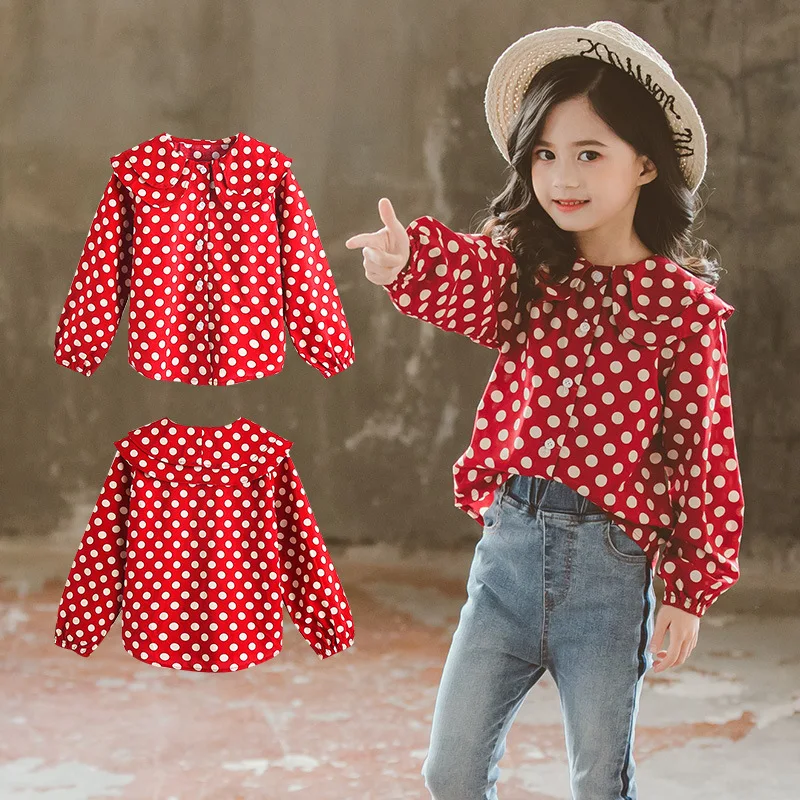 Винтажная шифоновая блузка в горошек с принтом костюм принцессы для маленьких