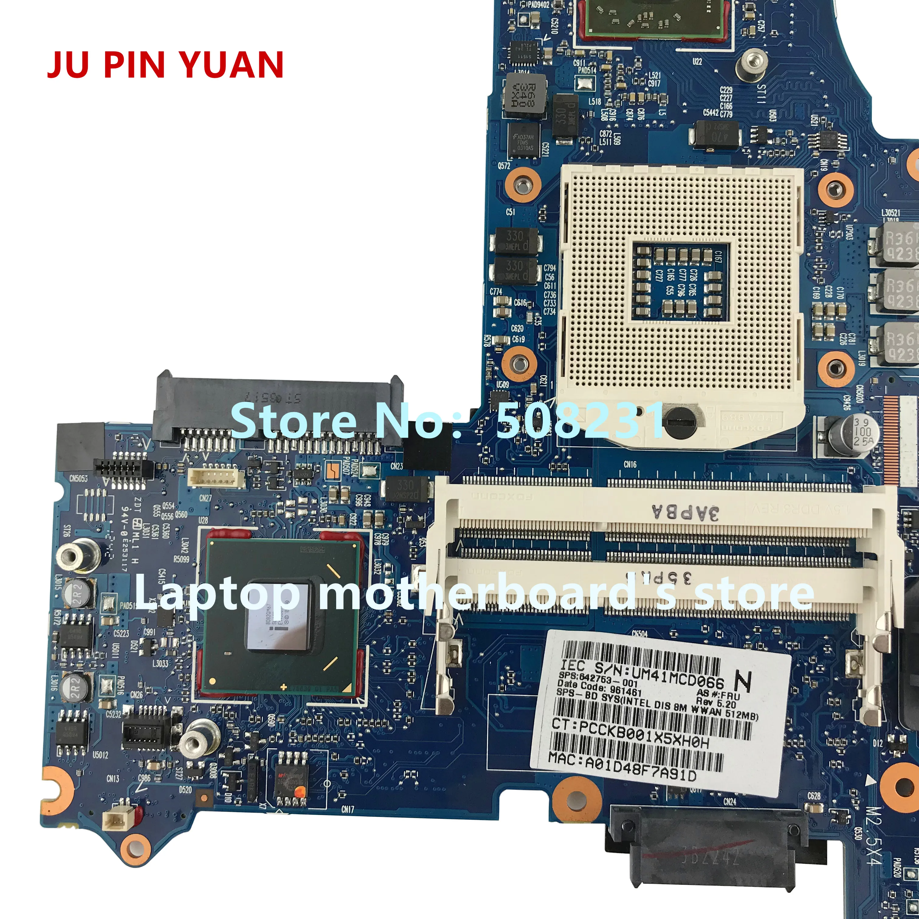 JU PIN YUAN для HP ProBook 6460b 8460P материнская плата ноутбука ПК 642753 001 6050A2398501 MB