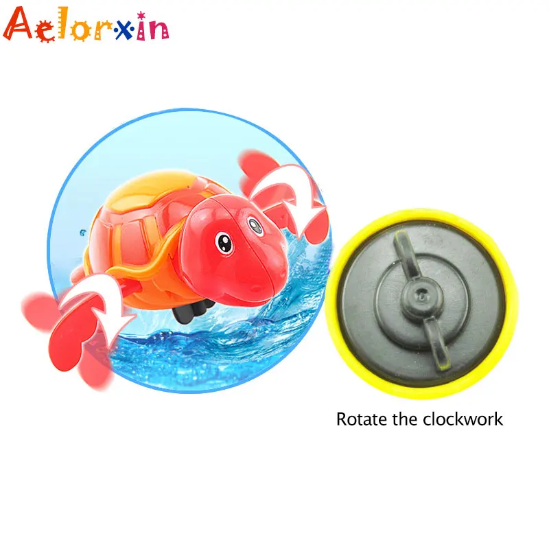 Clockwork Baby Bath Toys Swimming Turtle Animal Wound-up Chain Plastic Kids Toys For Children Outdoor Toy Newborns Educational