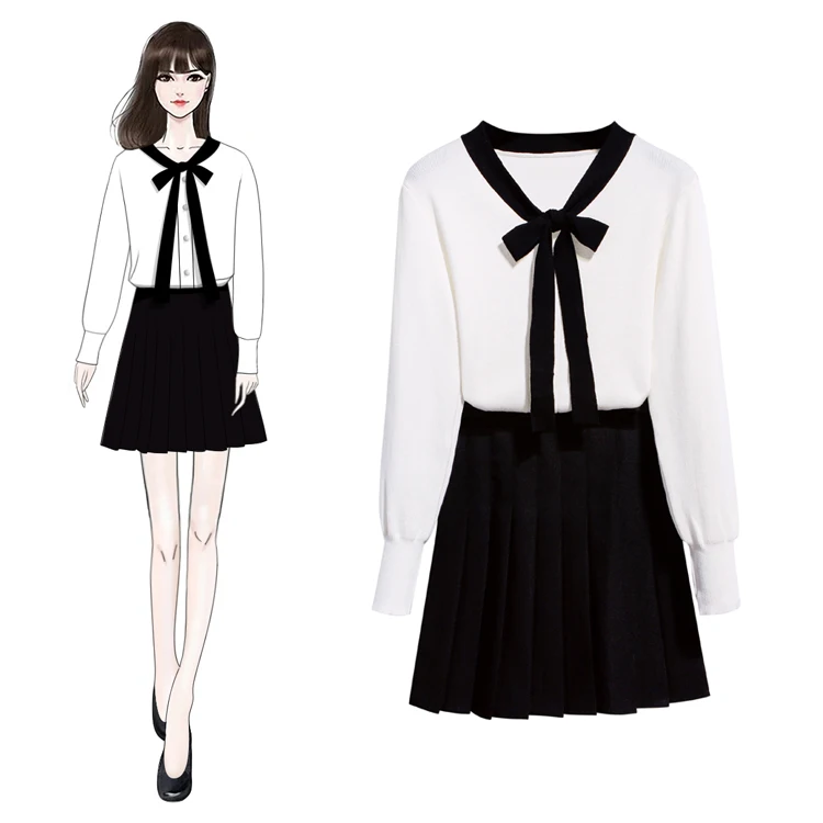 Новинка Весна 2019 Модный женский вязаный свитер с бантом в Корейском стиле топ и