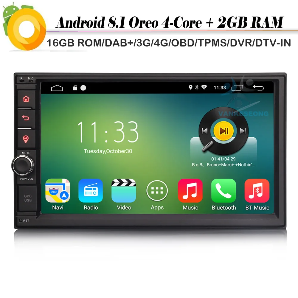 Автомобильный мультимедийный плеер двухъядерный Android 8 1 GPS радио NAVI DAB + Bluetooth RDS DVR