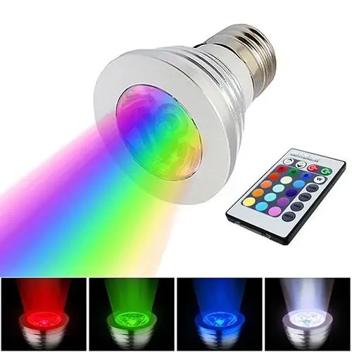 E27 3W светодиодный RGB точечный свет лампы беспроводной пульт дистанционного