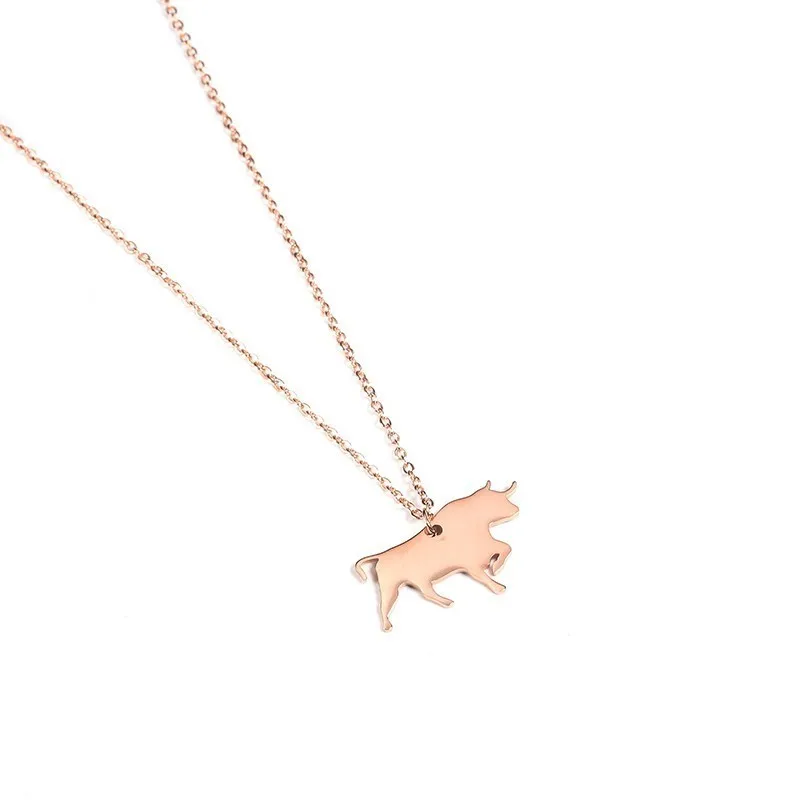 Stainless Steel Cow Necklace Cattle Jewelry Pet Faith Necklaces Farm Animal Pendant Bullfighter Lover Gift For Women Men | Украшения и