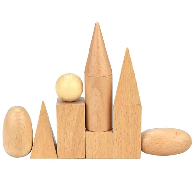 Kids Wooden Geometric Solids Shapes 3-D Montessori Learning Education Puzzle Math Toys For Children Christmas Gift | Игрушки и хобби